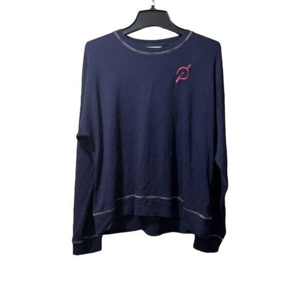 PELOTON Navy Blue Long Sleeved Stretch Pullover  Sweatshirt Crew Neck Very XL - Picture 3 of 11
